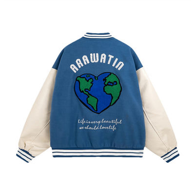 جاكيتات رياضية مطرزة بأكمام جلدية للجنسين من Bomber Baseball Varsity Jacket