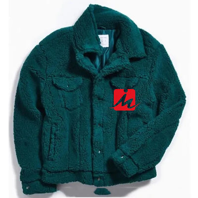 الشتاء 2 جيوب الصدر shearling الصوف شيربا جاكيت سائق الشاحنة للرجال