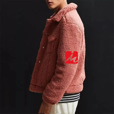 الشتاء 2 جيوب الصدر shearling الصوف شيربا جاكيت سائق الشاحنة للرجال