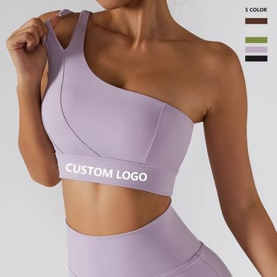 حزام كتف مائل واحد للنساء يوجا للياقة البدنية ملابس داخلية عالية التأثير أنبوب دعم